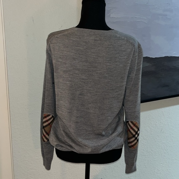 Burberry Gray and Plaid Wool Long Sleeve Top - Picture 2 of 6